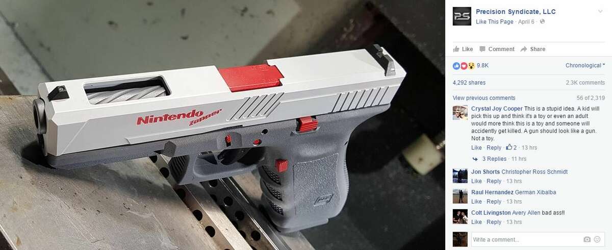 Precision Syndicate, a gun manufacturer in Odessa, customized a Glock for a friend to resemble a gun controller for the Nintendo Entertainment System gaming console.
