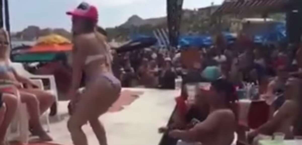 A screengrab of a video reportedly showing Mexican school teacher, "Miss Clarissa," dancing on a Cabo San Lucas stage, which cost her her job.