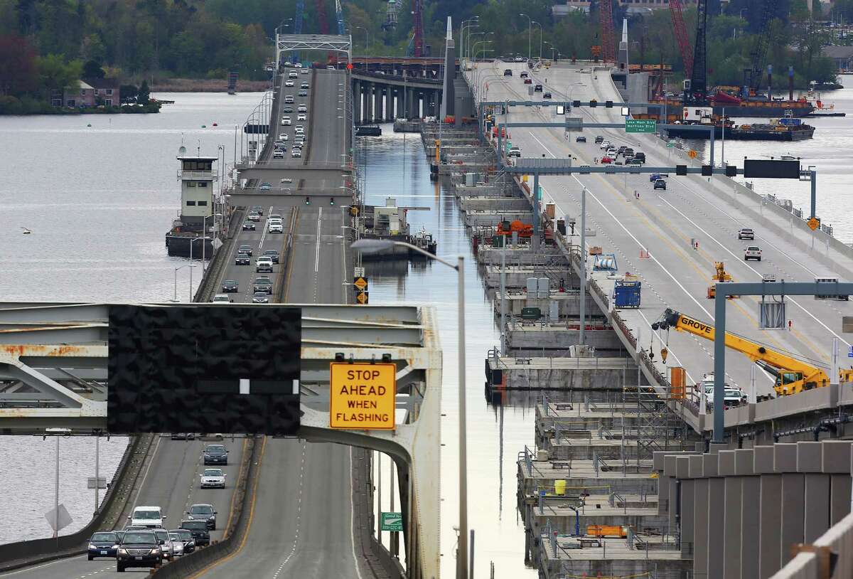 Traffic opened westbound on the new 520 bridge Monday, April 11, 2016.