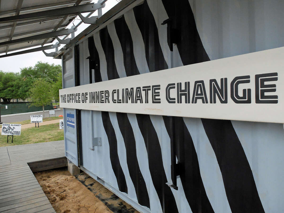 At Rice University, "Dear Climate," Marina Zurkow's installation for FotoFest, is partially housed in a solar-powered "pod." (For more photos from the Rice site, scroll through the gallery.)