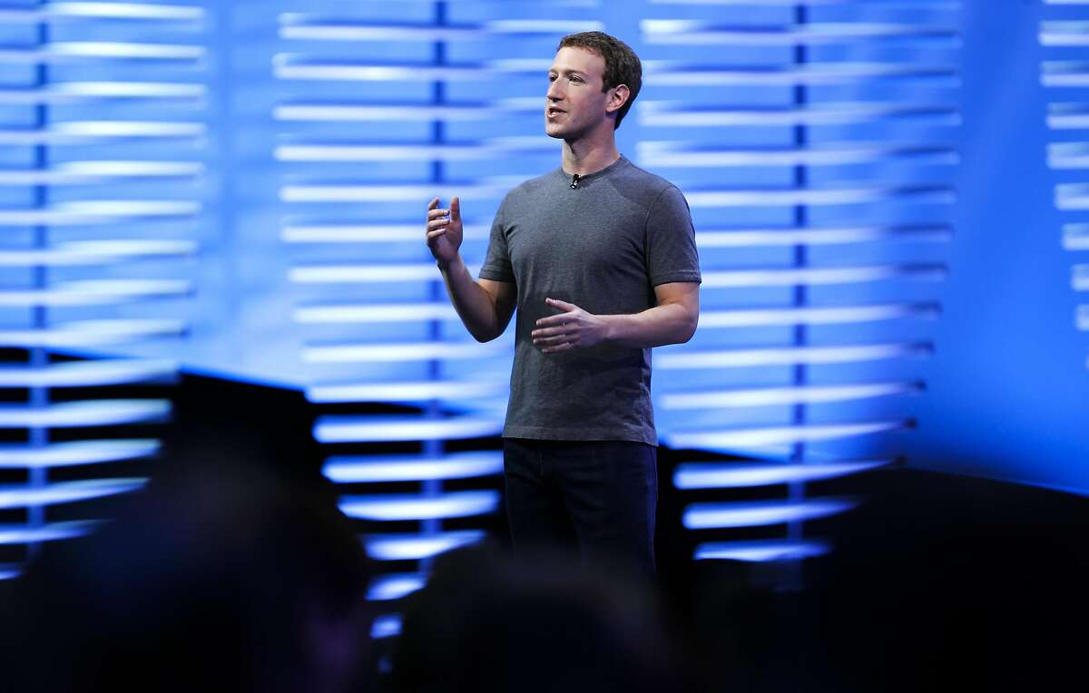 Facebook CEO Mark Zuckerberg during his keynote address to kick off Facebook's F8 developer conference at Fort Mason in San Francisco, California on Tues. April 12, 2016.