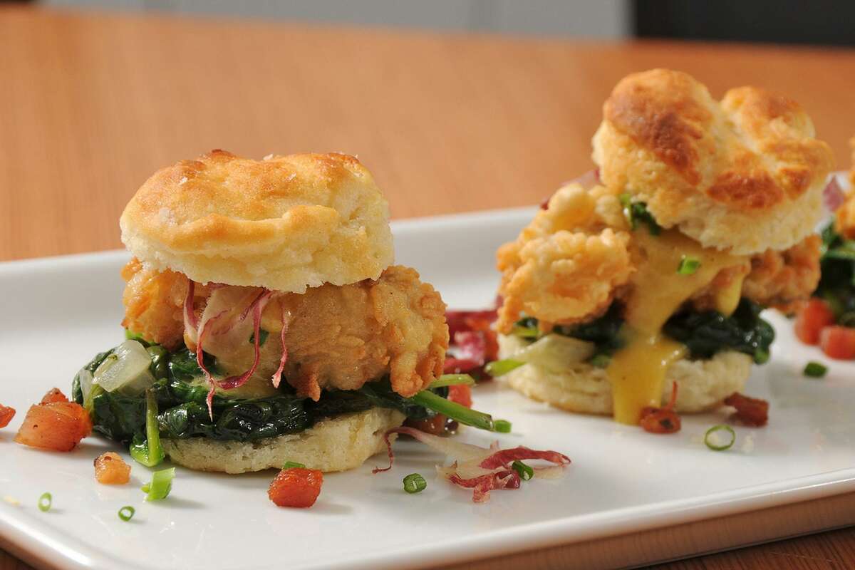 Chicken-fried oyster sliders at Bliss