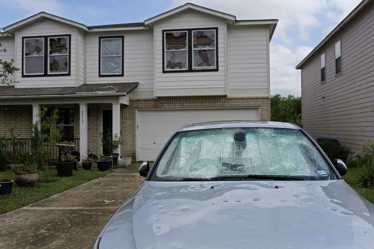 File photo of hail damage from April 2016 storms. A Hidalgo County jury this week awarded a USAA member $1.8 million after finding that the San Antonio-based insurer and one of its adjusters committed fraud and acted with “malice” in mishandling an insurance claim from a 2012 hailstorm.