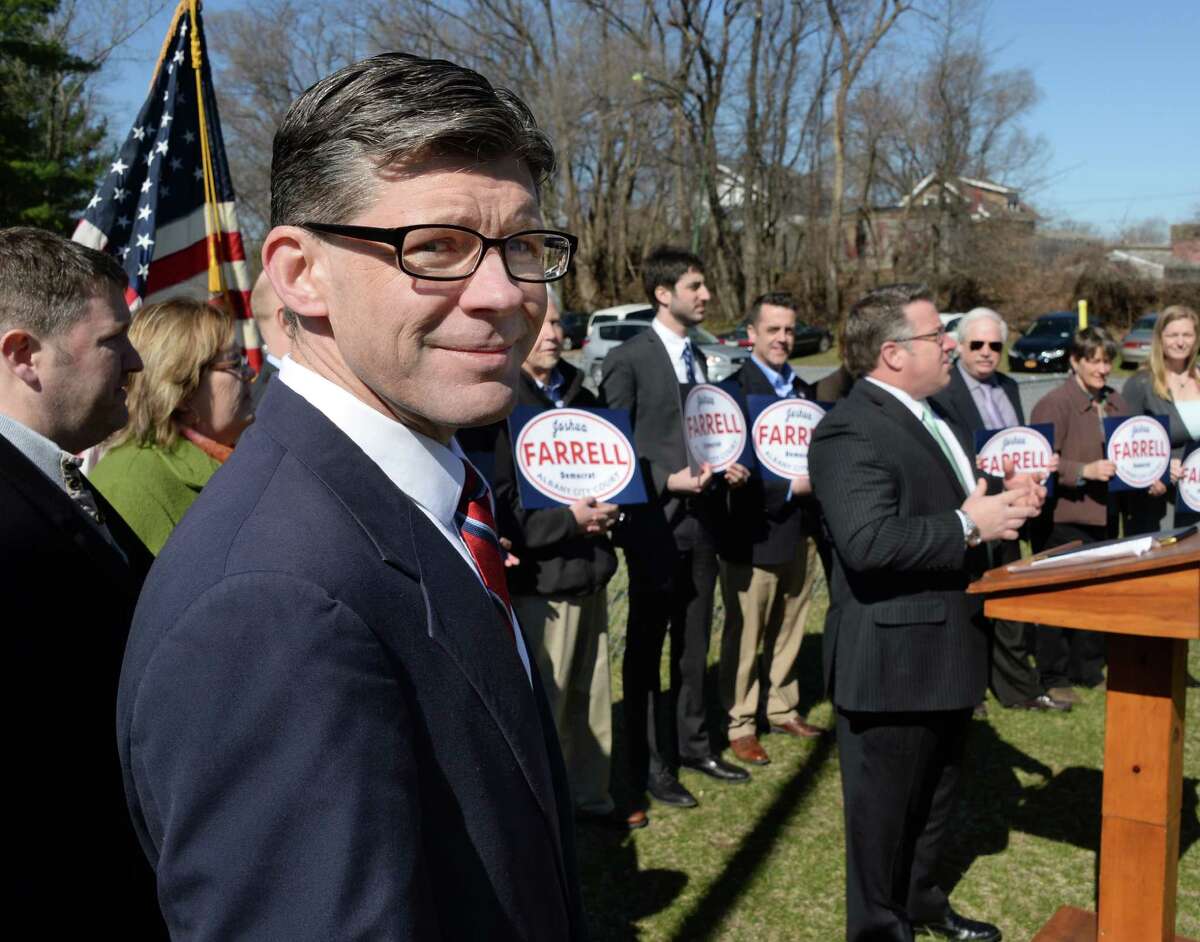 Joshua Farrell, a lifelong Albany resident, announces his candidacy for Albany City Court Judge at Westland Hills Park. Thursday April 14, 2016 in Albany, NY. Farrell is currently an assistant attorney general with New York State. (John Carl D'Annibale / Times Union)