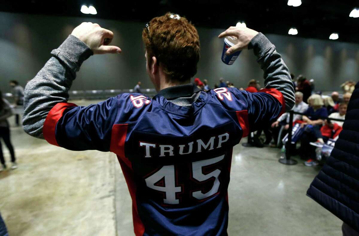 Supporters wait for Republican presidential candidate Donald Trump during a campaign event in Hartford, Conn., Friday, April 15, 2016.