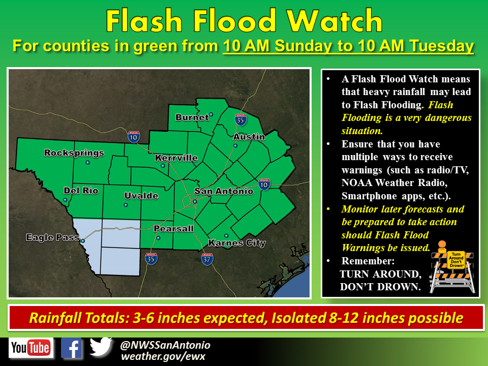 Storm slams San Antonio, flash flood watch in effect
