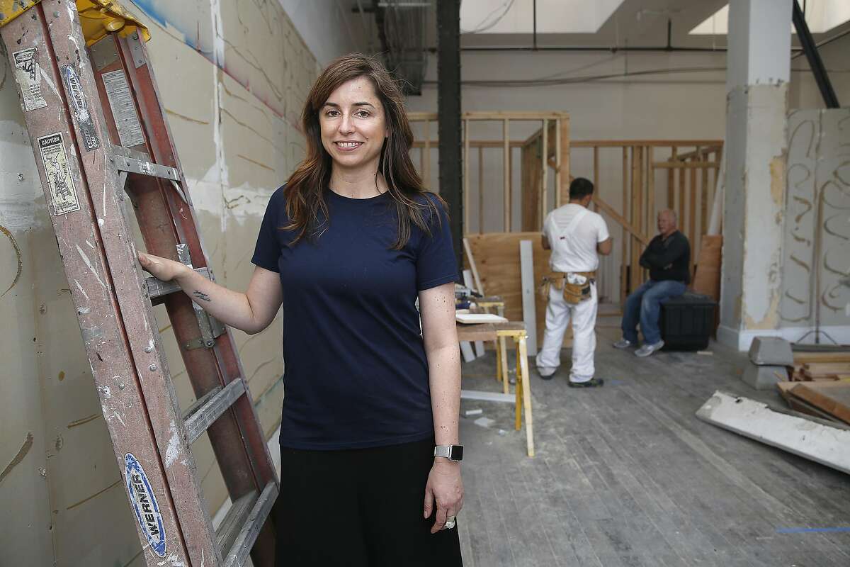 Hero Shop owner Emily Holt shows her boutique under construction in San Francisco, California on monday, april 18, 2016.