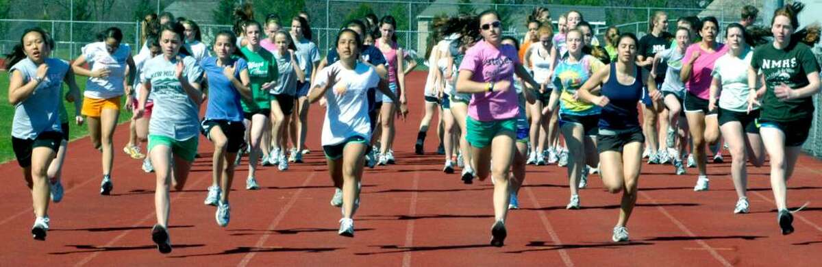 SPECTRUM/New Milford High School girls' track practice, April 1, 2010
