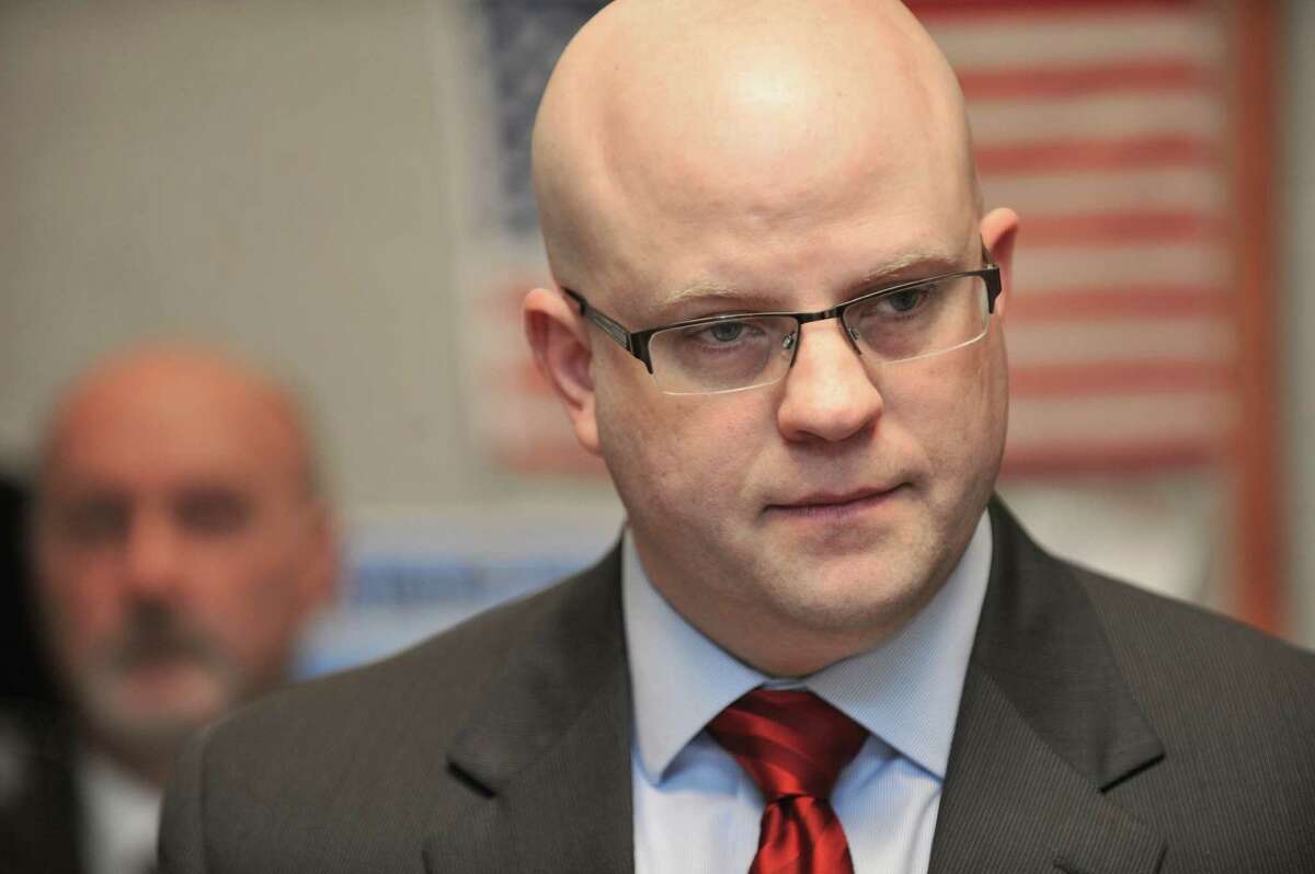 Rensselaer County District Attorney Joel Abelove listens to a question from a member of the media during a press conference on Monday, April 18, 2016, in Troy N.Y. (Paul Buckowski / Times Union)