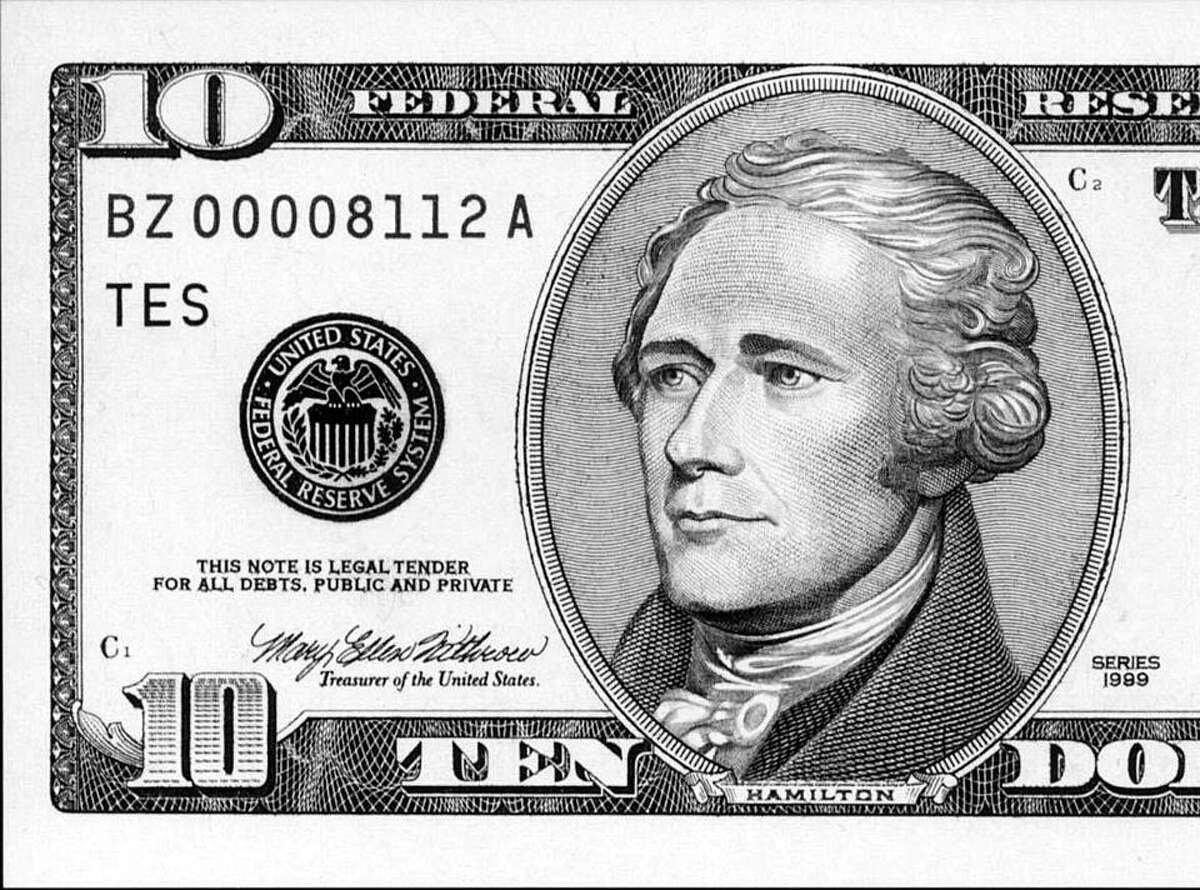 A portrait of Alexander Hamilton, the nation's first treasury secretary, appears on the $10 bill. He is the subect of a bestselling biography by Ron Chernow, honoree at this year's "BOOKED for the Evening" benefit at the Westport Library.