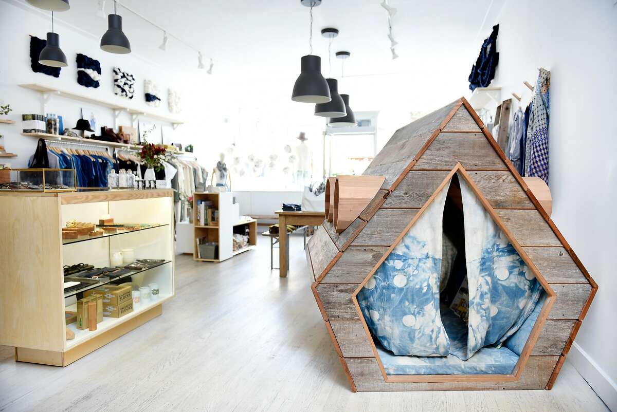 A playhouse built by artist Jay Nelson is seen on display in the sustainable fashion and design store, The Podolls, in San Francisco, CA Tuesday, April 19, 2016.