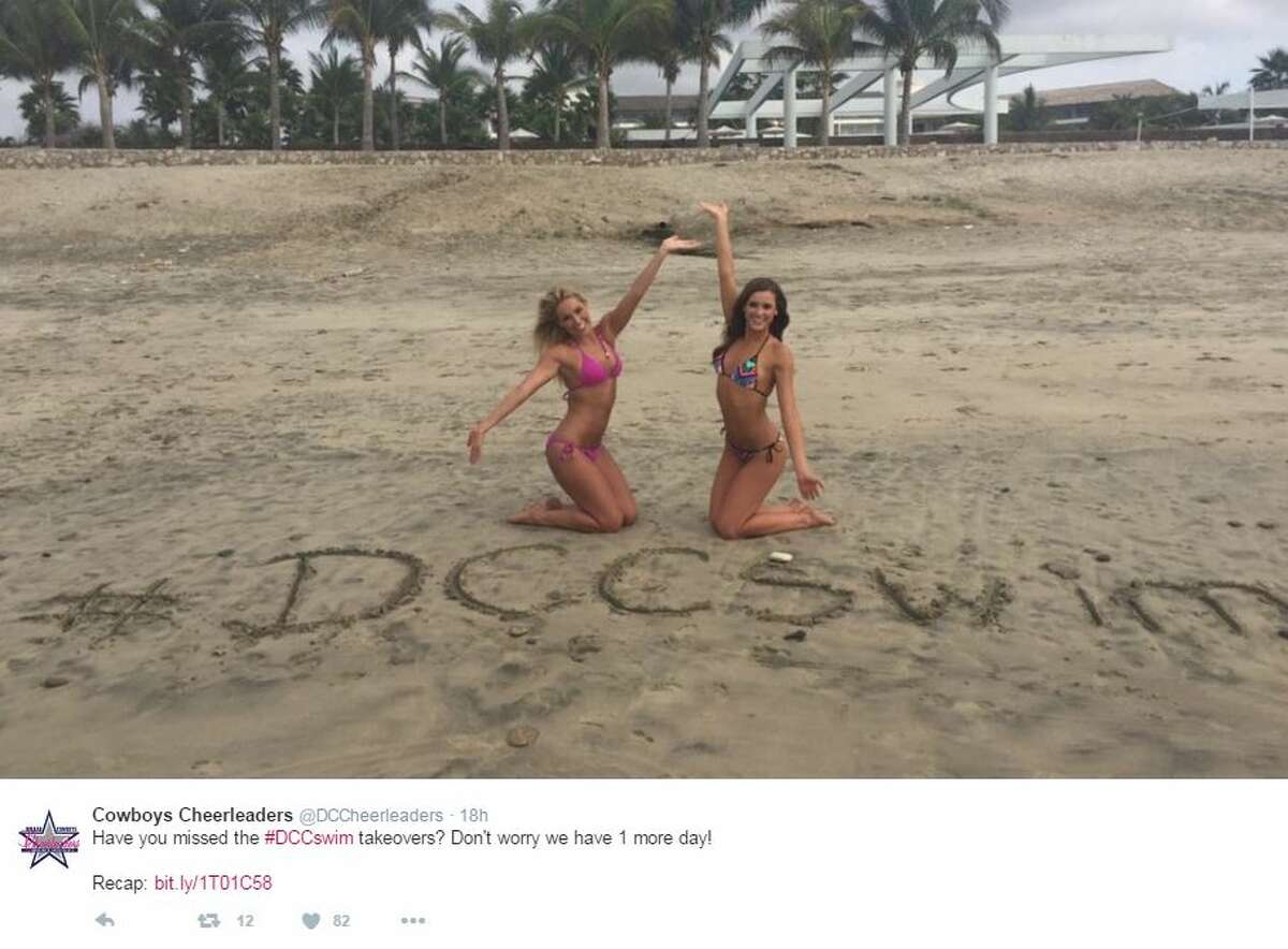 The Dallas Cowboys Cheerleaders are having some fun in the sun during their annual swimsuit calendar photo shoot in Mexico.