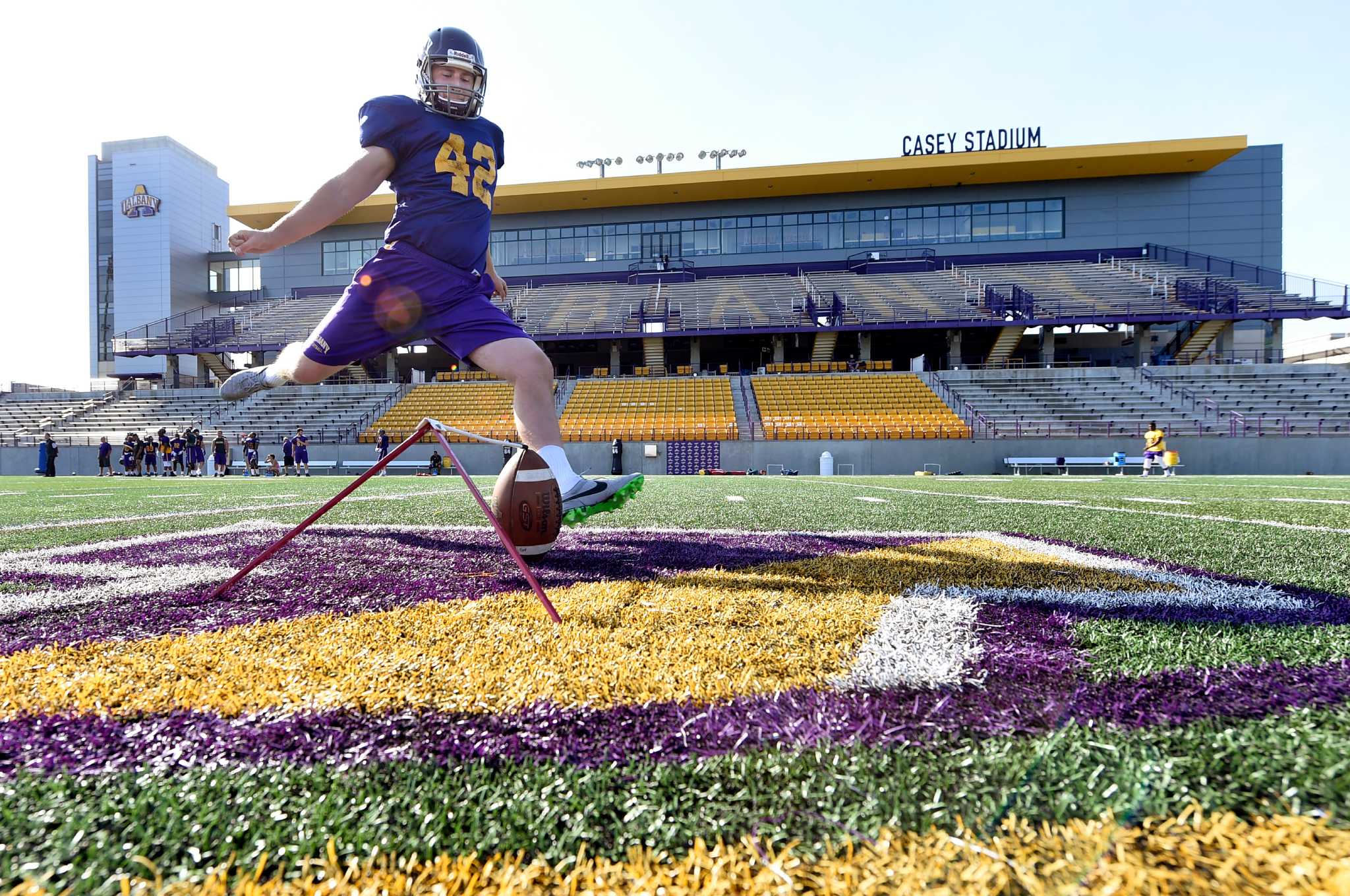 Women's tackle football national team features Albany kicker