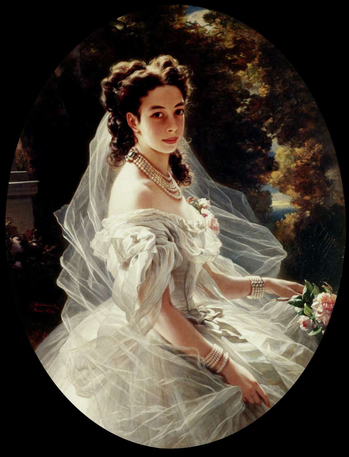 In Franz X. Winterhalter's portrait of Pauline Sándor, the Princess of Metternich wears a tulle dress that probably was designed by Charles Frederick Worth.