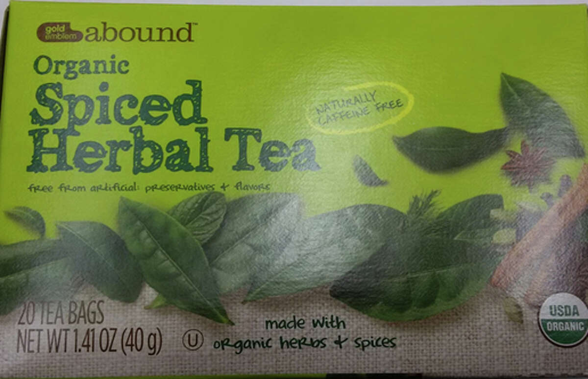 The product is labeled "Gold Emblem Abound Organic Spiced Herbal Tea 1.41 oz" and was packed in 1.4 oz cartons. The recalled product has a single best by date of 18 Mar 2018 with a UPC code 0 50428 541043. No other best by dates are affected. The product was available at CVS Pharmacy stores nationwide. Read more.