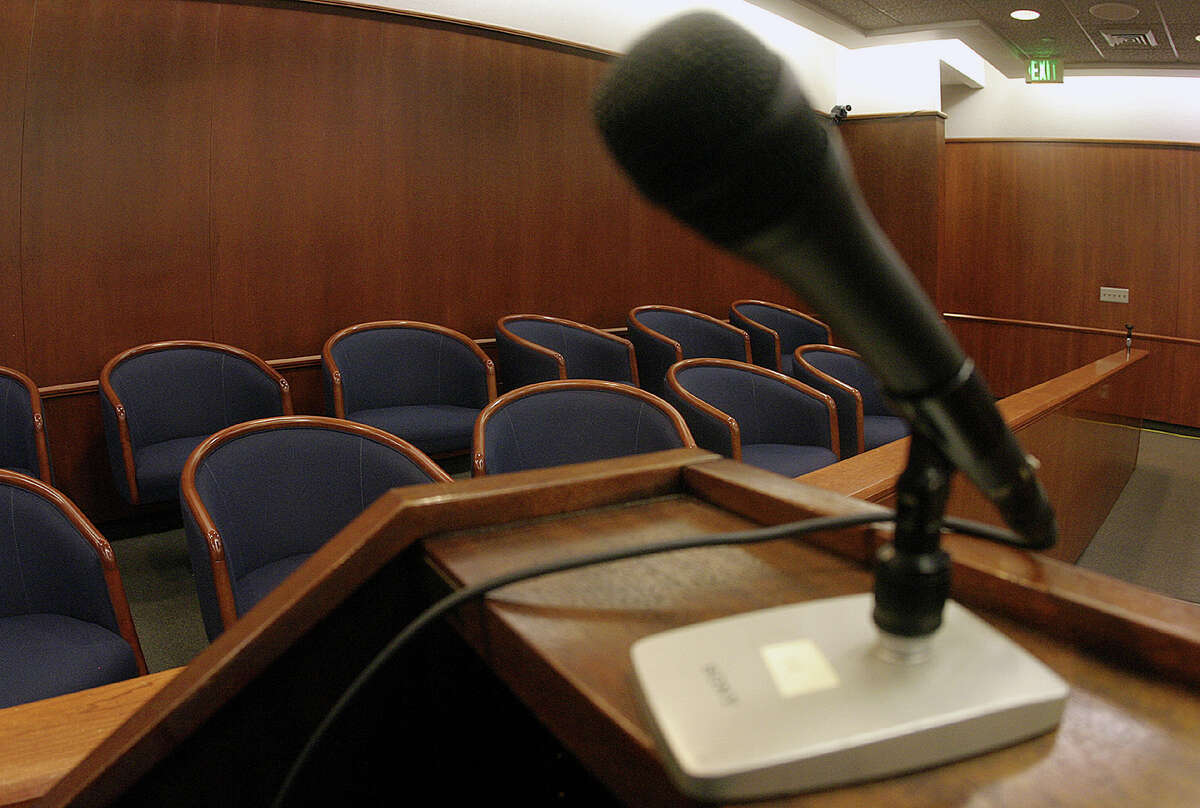 The jury box. State Police said a local woman forged documents to make it appear she had jury duty in Schenectady County. (Spencer Weiner/Los Angeles Times via AP, Pool, File) 