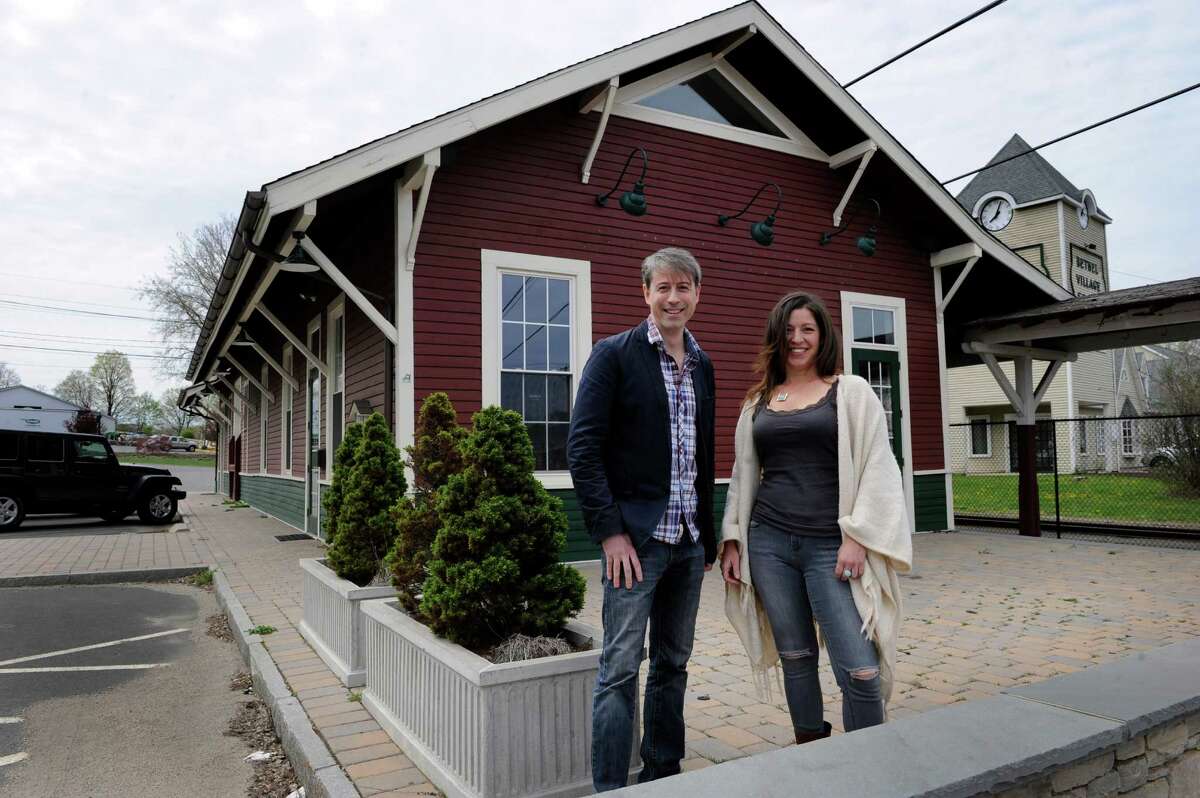 Christopher Sanzeni, 42, and Lisa Tassone, 43, are co-owners of a new brew pub they hope open in the former Bethel train station. Photo Monday, April 25, 2016.
