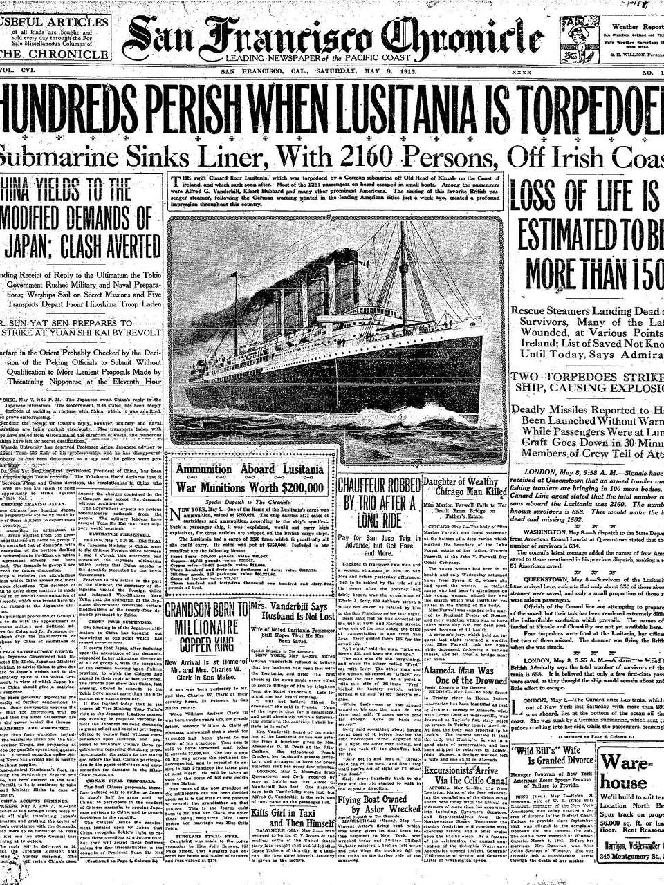 Chronicle Covers: Lusitania’s sinking and the path to war