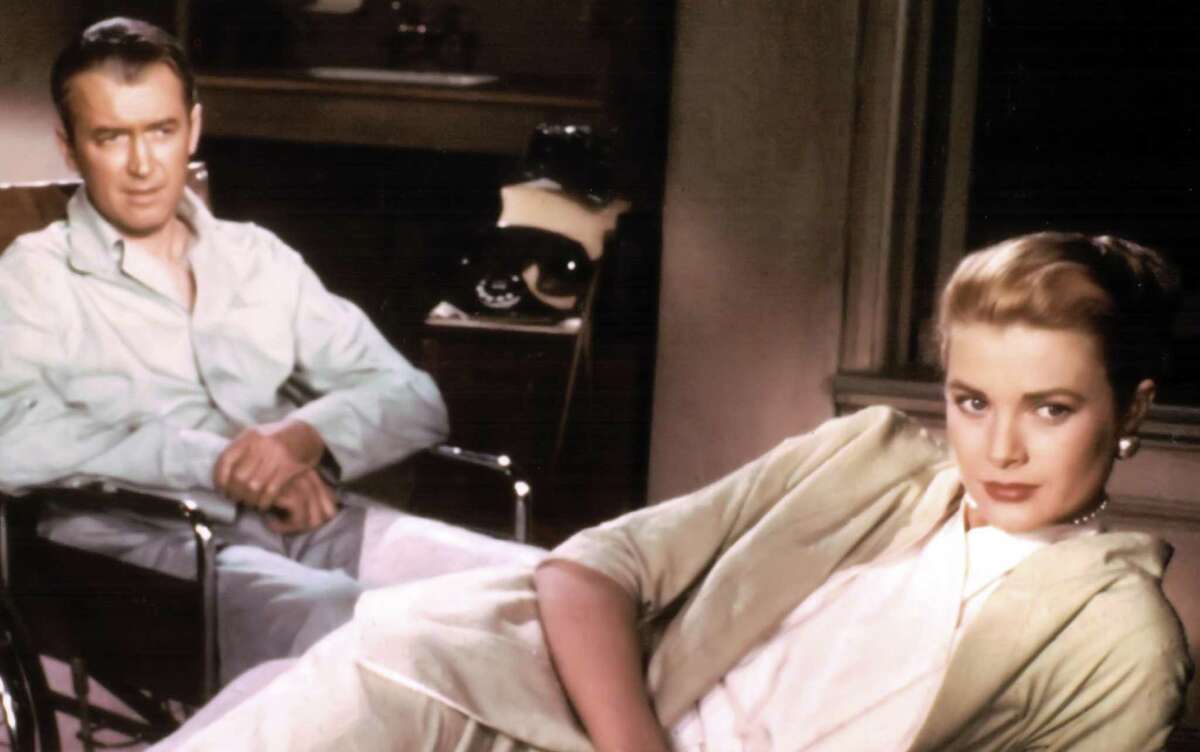 Jimmy Stewart and Grace Kelly star in “Rear Window.”