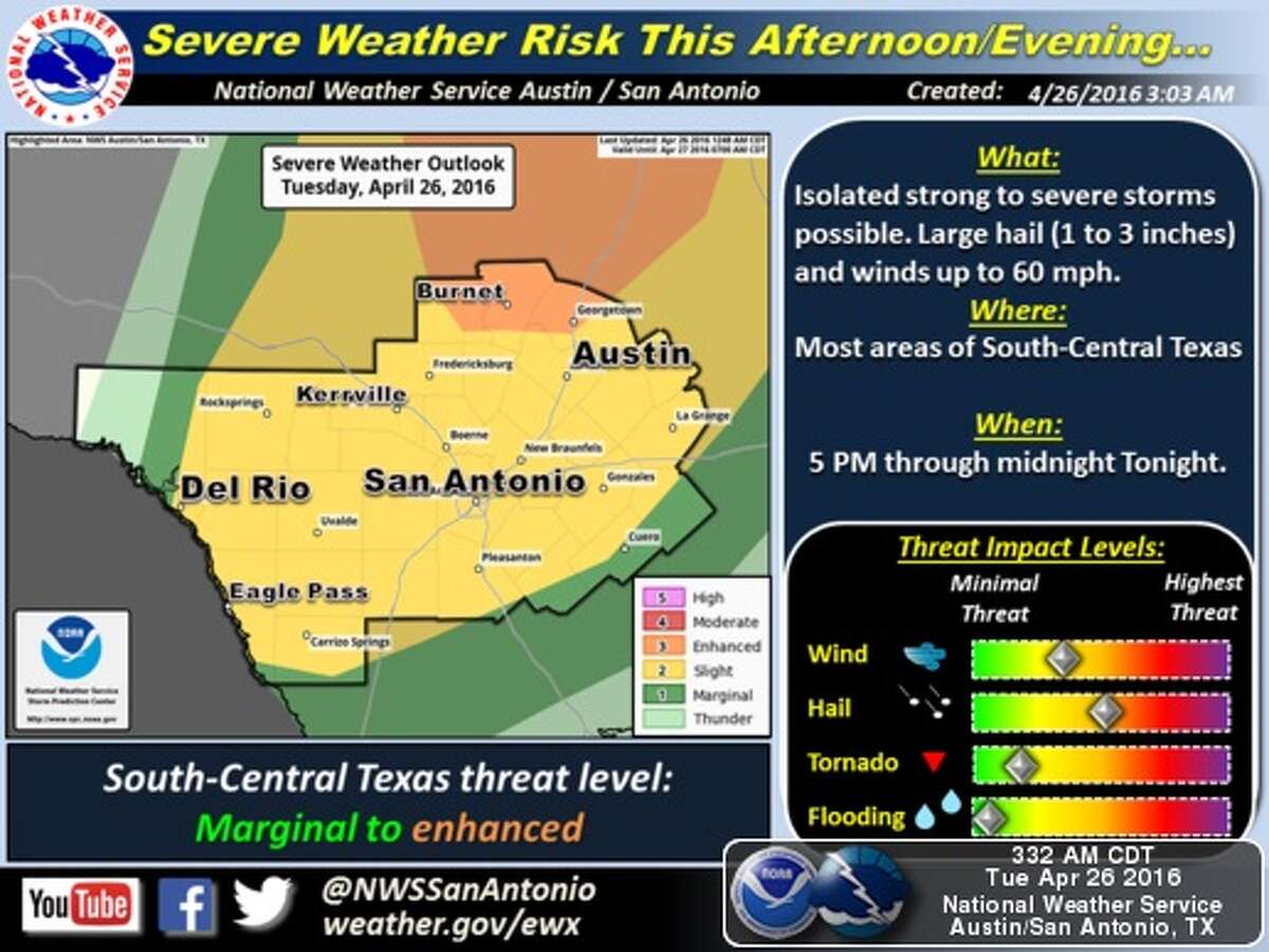 San Antonio area could see baseball-sized hail, isolated tornadoes