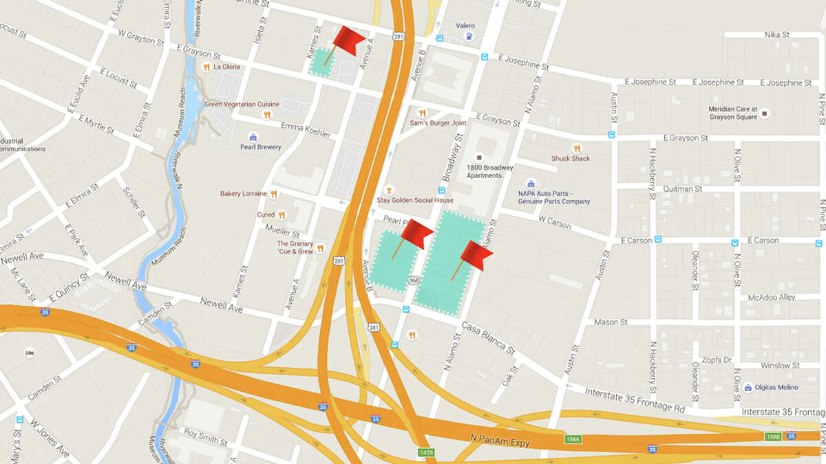 Local developer GrayStreet Partners has bought about 3.5 acres of property around the Pearl’s main entrance over the last few years. This map is an approximate illustration of their properties, according to their portfolio on their website.