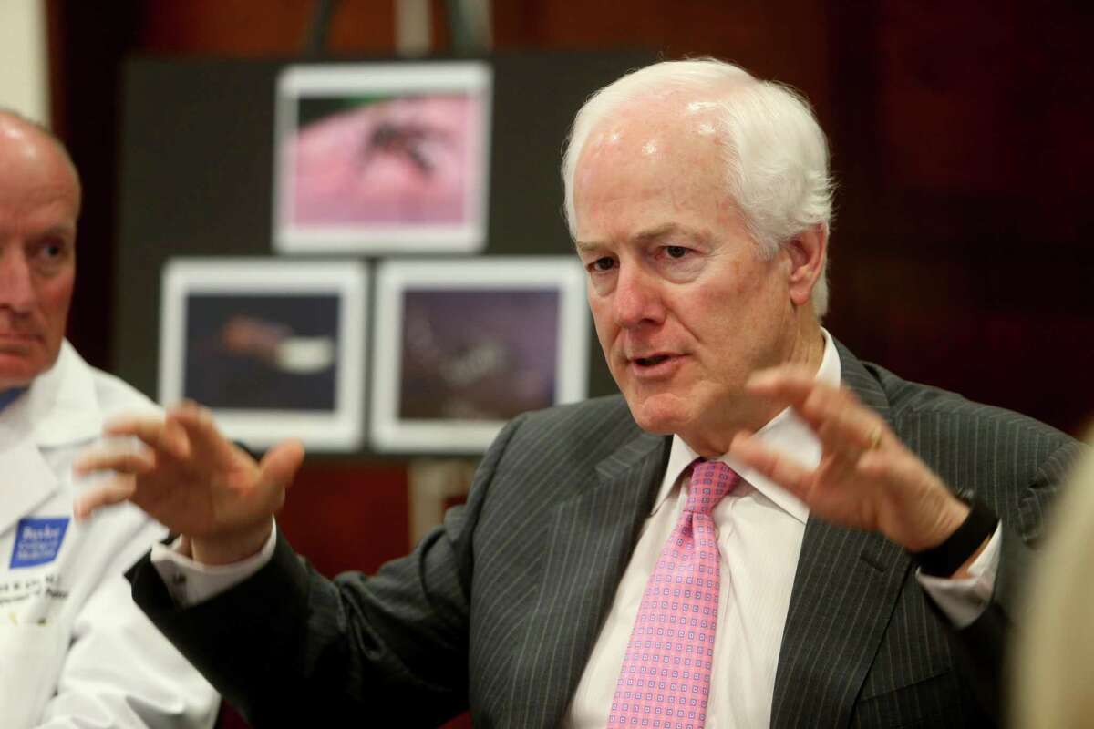 Sen. John Cornyn , in Houston recently to gather information about the Zika virus from doctors and Harris County Public Health & Environmental Services, is one of the main authors of a sentencing reform bill.