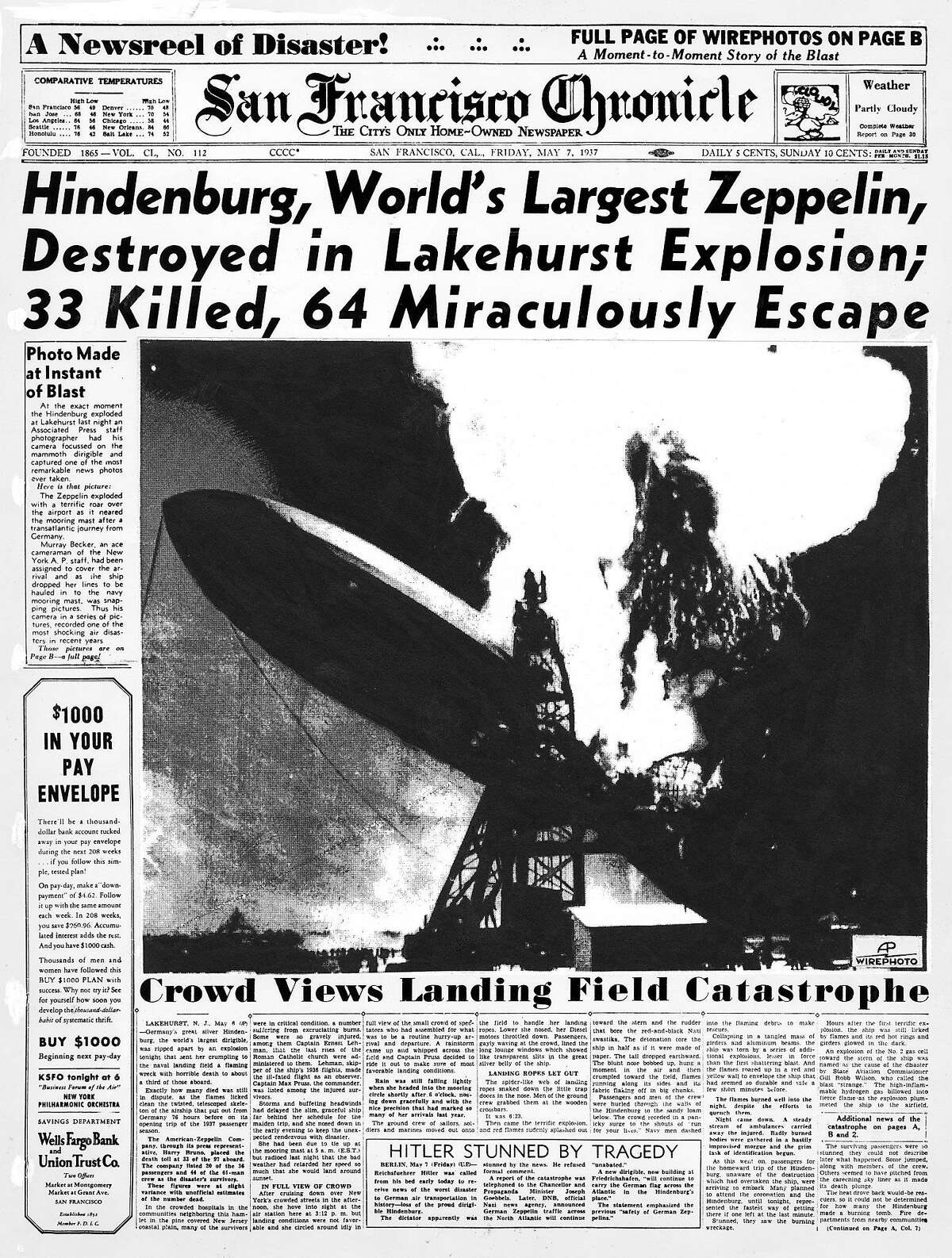 write a one page essay on the hindenburg disaster