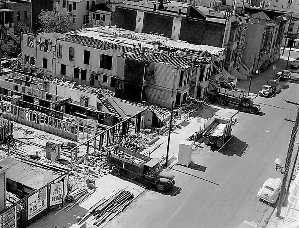 Destruction in the Fillmore by the San Francisco Redevelopment Agency during the late 1950s.
