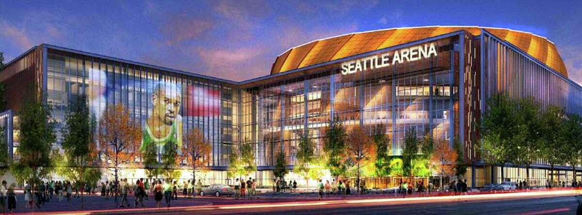 Renderings of the proposed Sonics arena in Seattle's Sodo neighborhood.