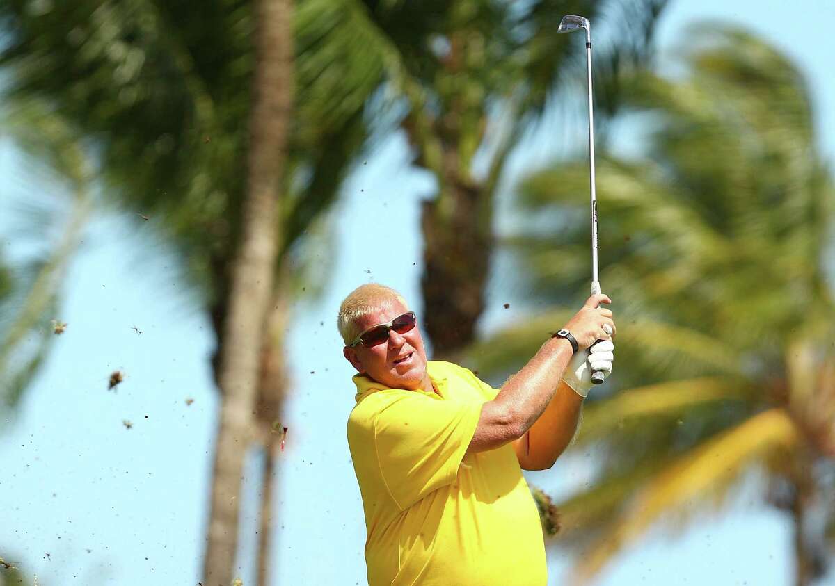 RIO GRANDE, PUERTO RICO - MARCH 24: John Daly tees off on the sixth hole during the first round of the Puerto Rico Open at Coco Beach on March 24, 2016 in Rio Grande, Puerto Rico. (Photo by Marianna Massey/Getty Images)