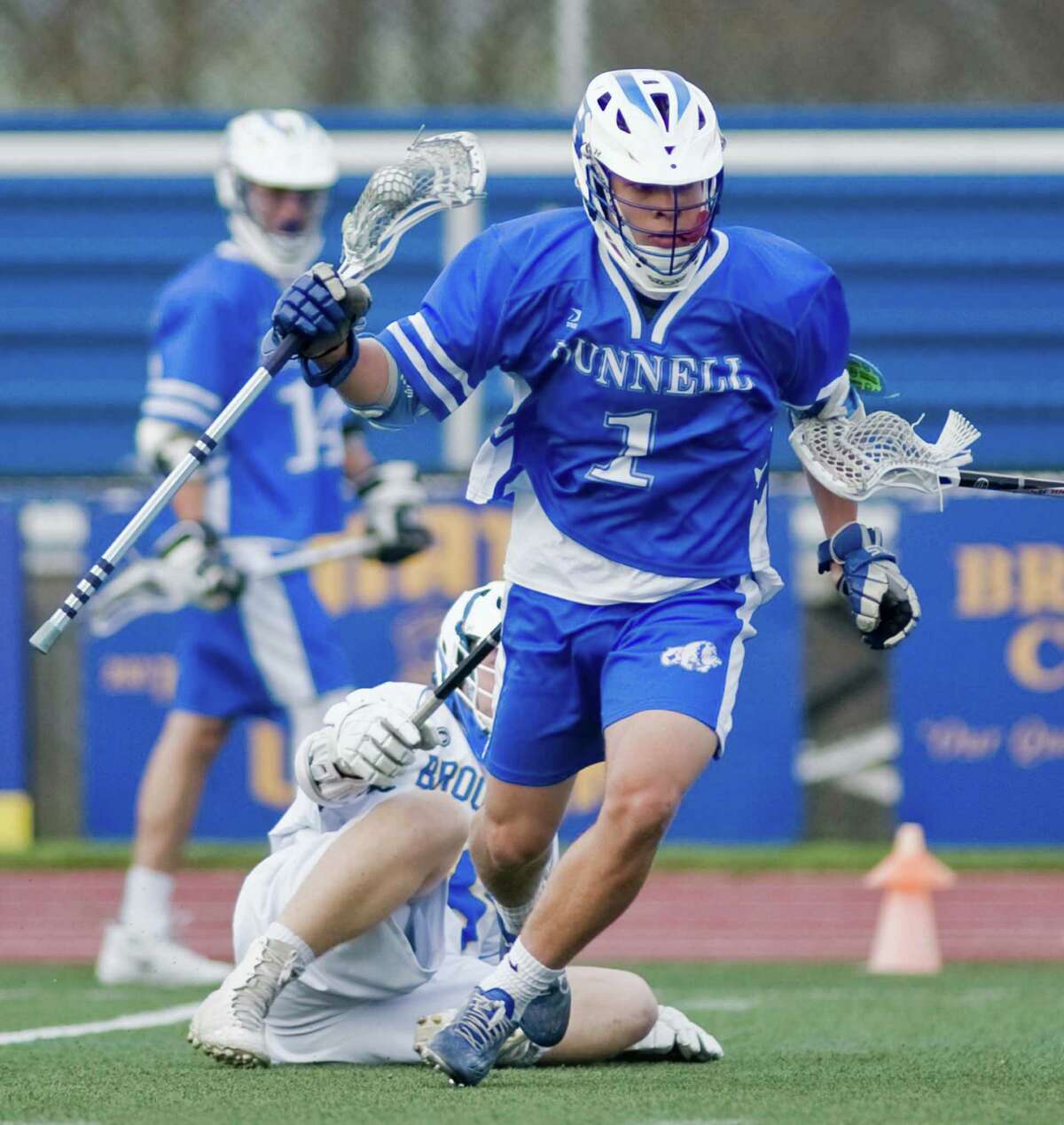 Bunnell High School's Jarrod Davis carries the ball during a game against Brookfield High School, played at Brookfield. Monday, May 2, 2016