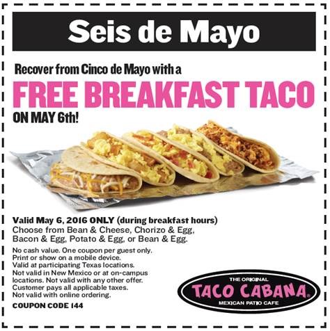 Taco cabana clearance coupons