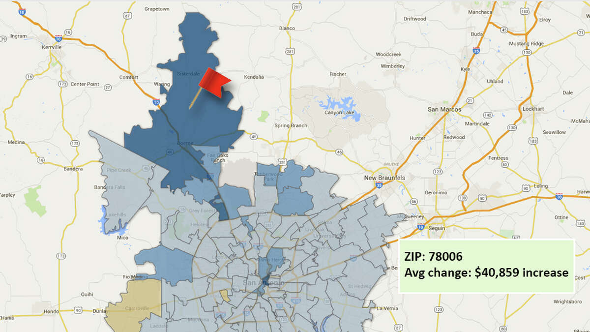 ZIP code: 78006Data available from the Bexar Appraisal District shows how much the average residential value changed in each area ZIP code in 2016.