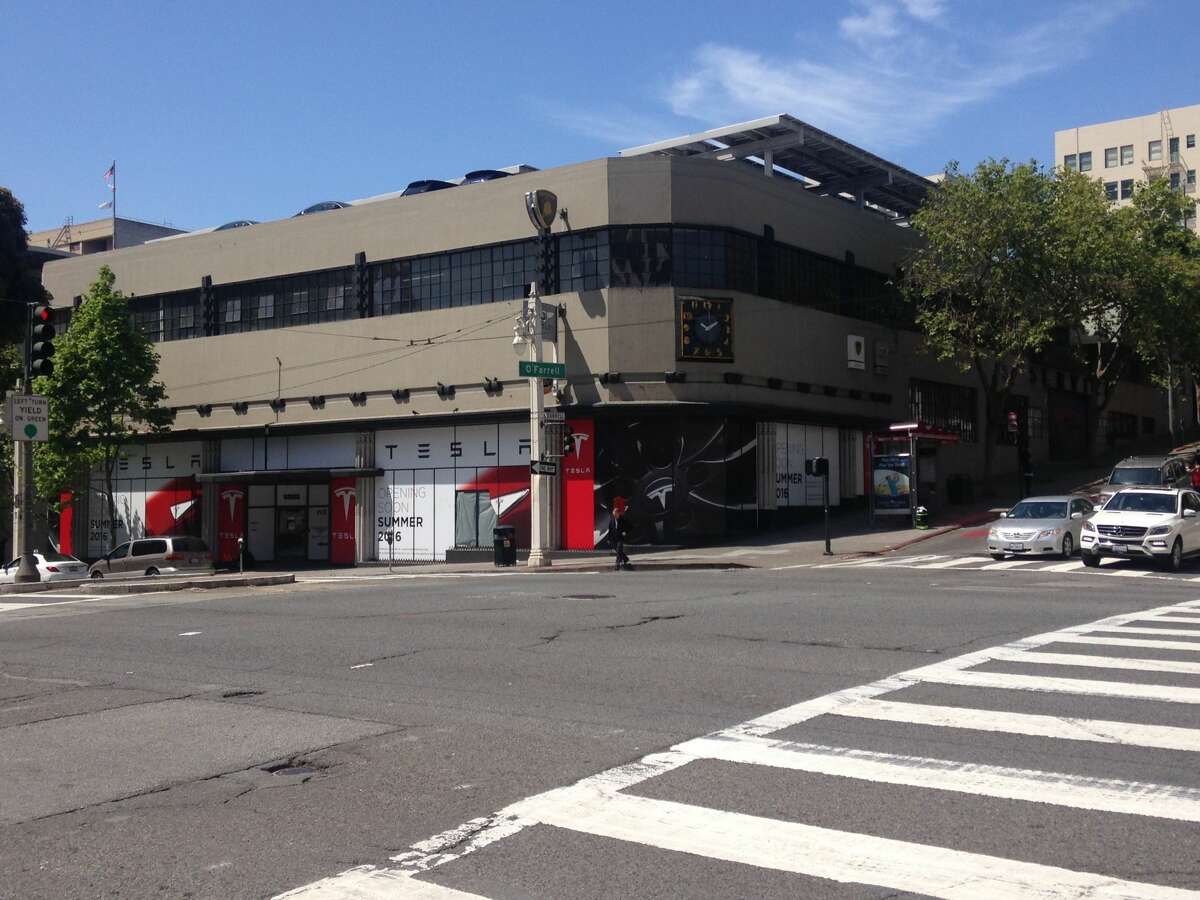 The future Tesla electric car showroom on Van Ness Avenue is expected to open during Summer 2016.