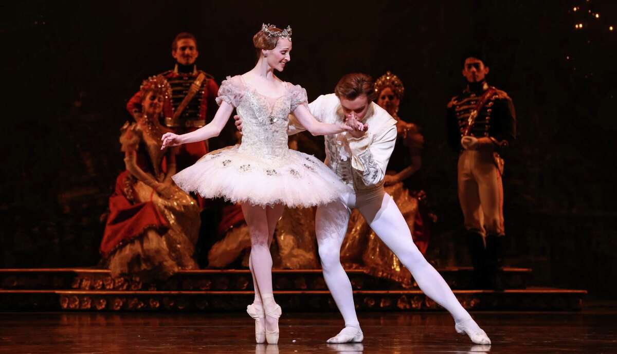 Sara Webb and Jared Matthews perform in Act 3 of "The Sleeping Beauty," on the program for Houston Ballet's show May 12 at the Cynthia Woods Mitchell Pavilion.