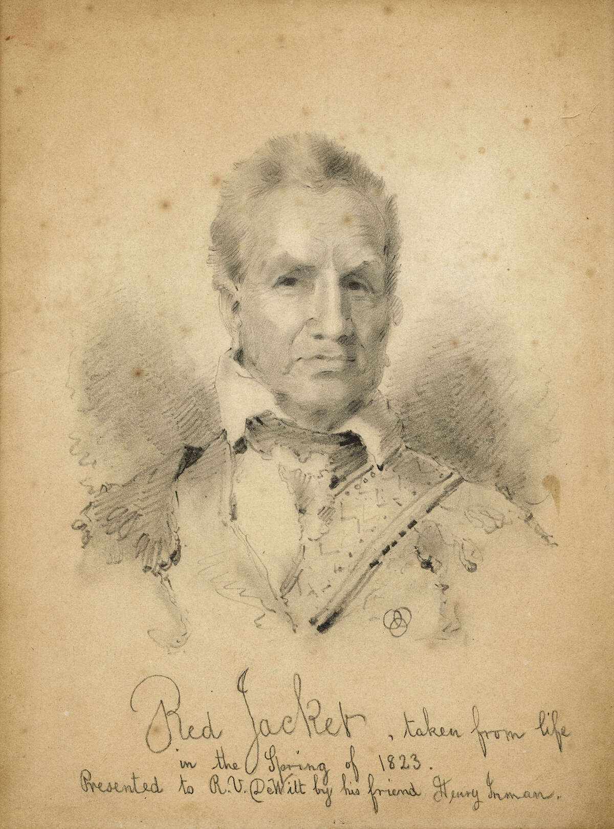Red Jacket (Sagoyewatha) Henry Inman Spring 1823 Pencil on paper, ht.7" x w.5 1/4" Albany Institute of History & Art, Bequest of Sarah Walsh DeWitt, 1924.1.19