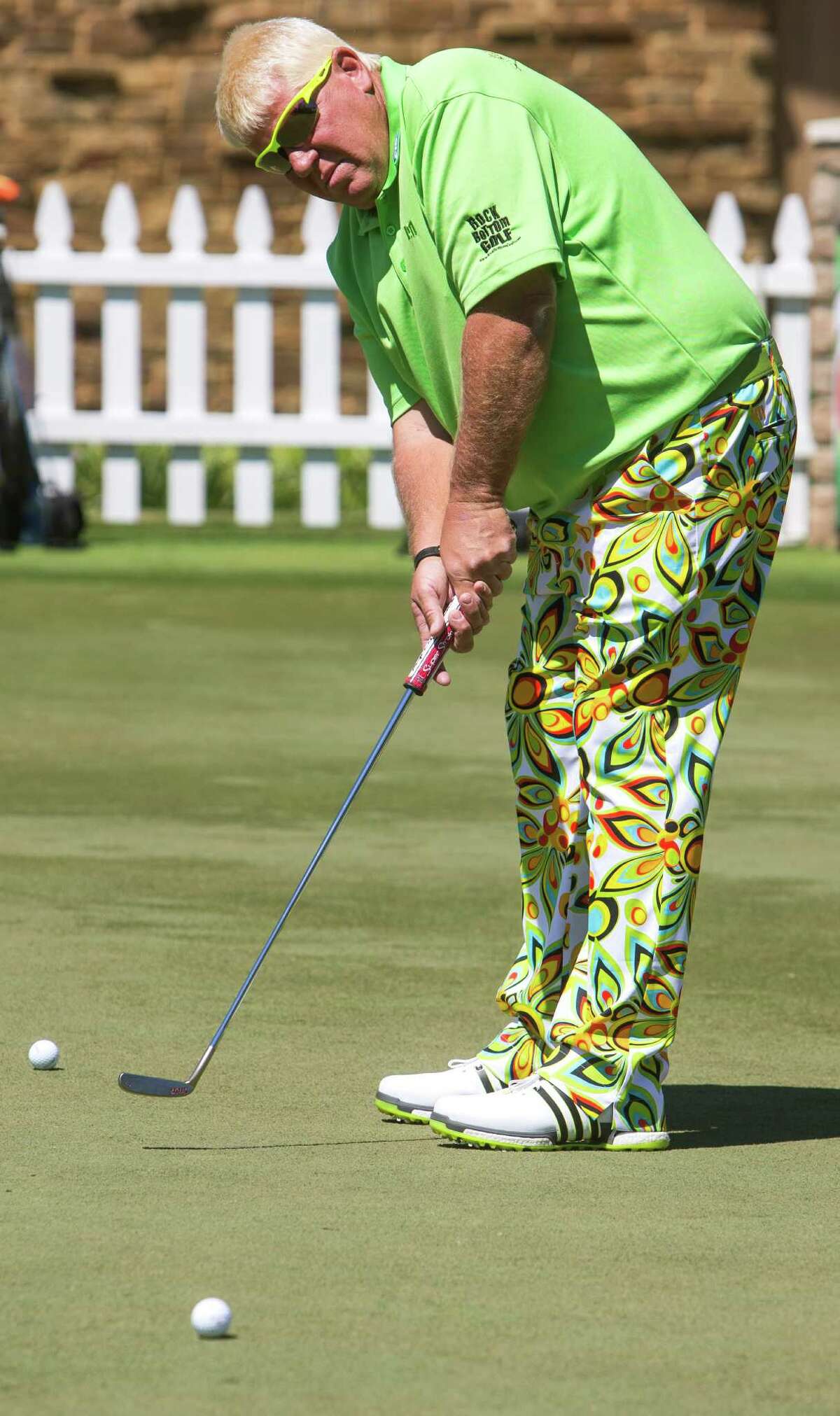 John Daly putts on the practice green before participating in the PGA TOUR Champions Insperity Invitational Pro-Am on Wednesday, May 4, 2016, in The Woodlands. Daly, who recently turned 50, makes his PGA TOUR Champions debut at the Insperity Invitational.