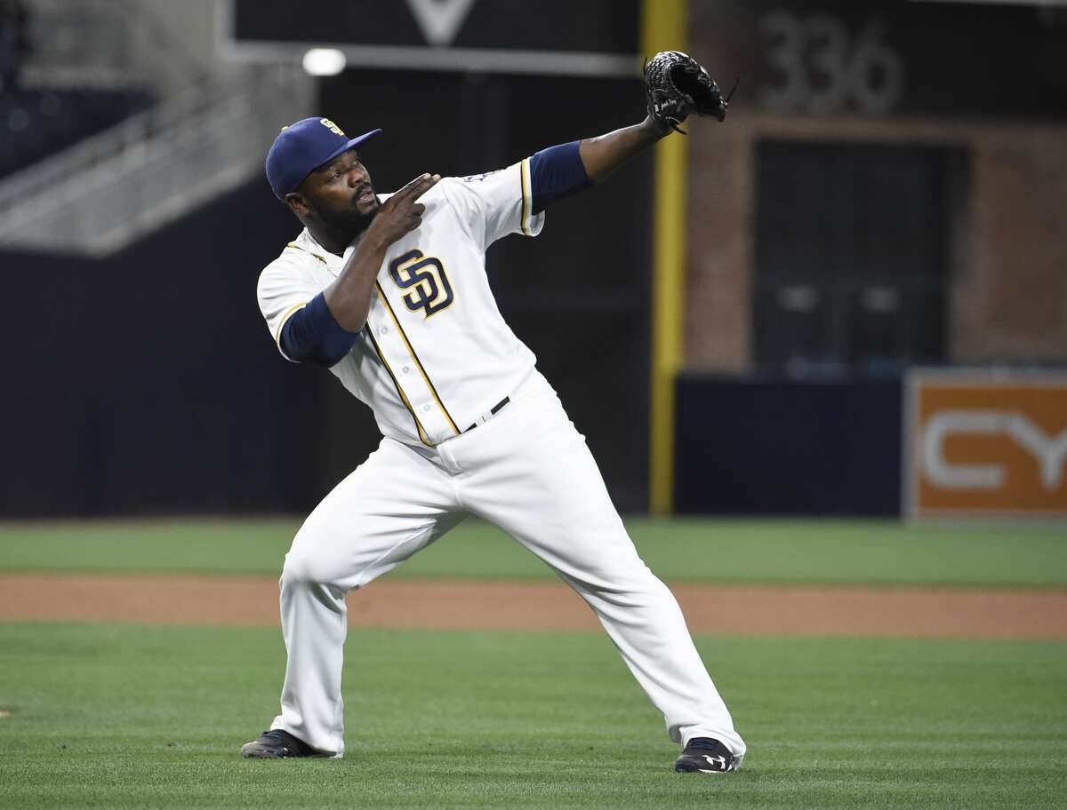 SAN DIEGO, CALIFORNIA - MAY 2: Fernando Rodney #56 of the San Diego Padres reacts after getting the final out during the ninth inning of a baseball game against the Colorado Rockies at PETCO Park on May 2, 2016 in San Diego, California. The Padres won 2-1. (Photo by Denis Poroy/Getty Images)