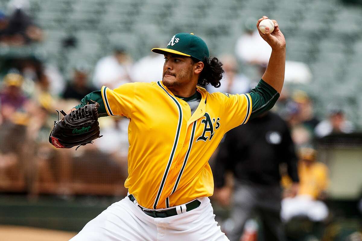 OAKLAND, CA - MAY 04: Sean Manaea #55 of the Oakland Athletics pitches against the Seattle Mariners during the third inning at the Oakland Coliseum on May 4, 2016 in Oakland, California. (Photo by Jason O. Watson/Getty Images)