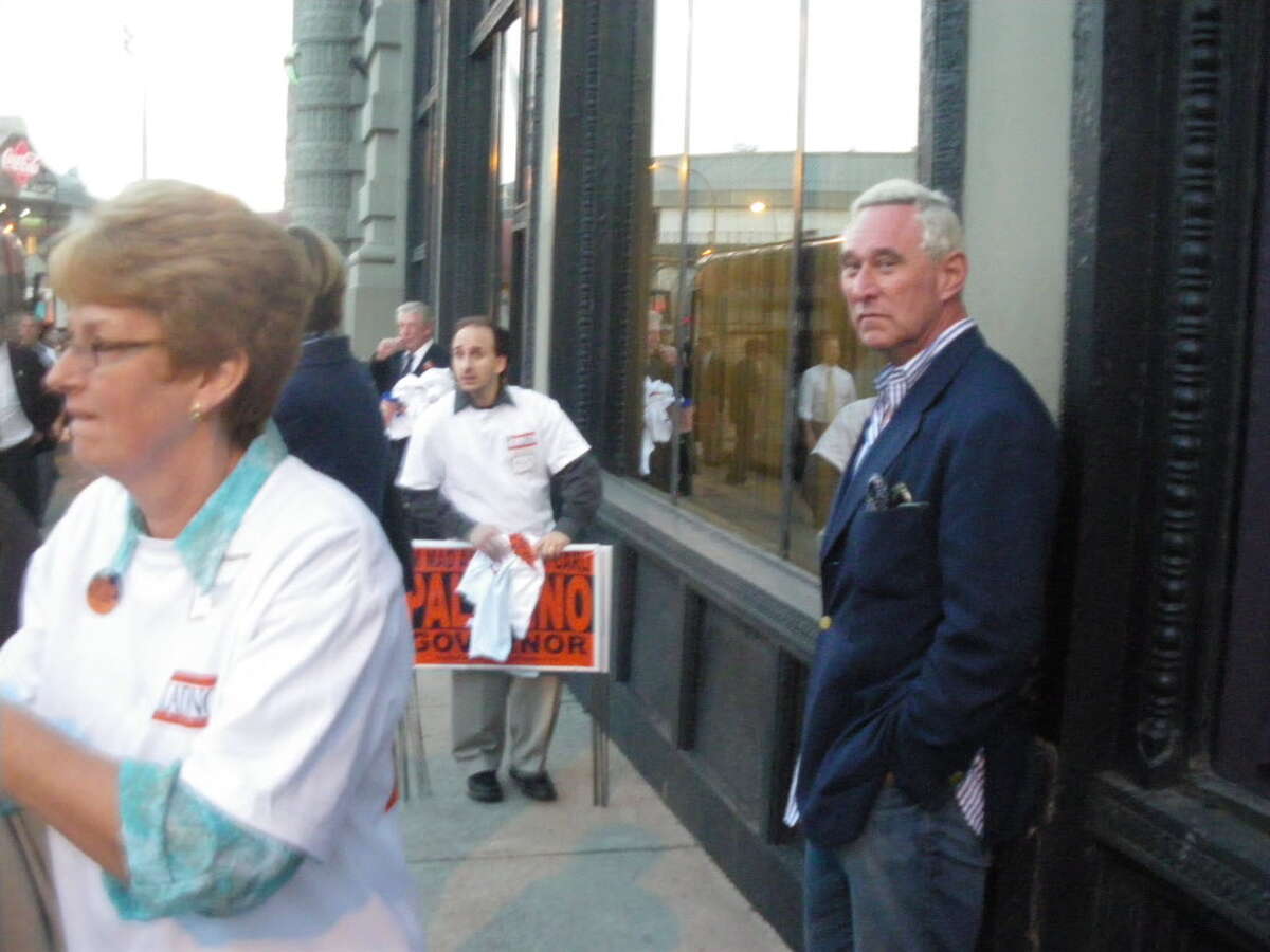 Roger Stone stands outside the Ellicott Square Building in downtown Buffalo on April 5, 2010. He was present attending the campaign kick-off of Carl Paladino, a developer who is now the Republican gubernatorial nominee. (Jimmy Vielkind / Times Union)