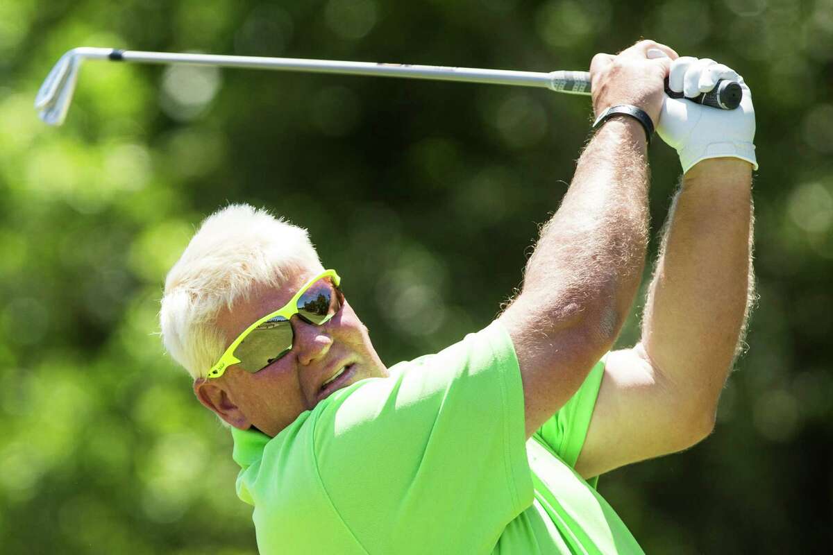 John Daly tees off on No. 10 during the PGA TOUR Champions Insperity Invitational Pro-Am on Wednesday, May 4, 2016, in The Woodlands. Daly, who recently turned 50, makes his PGA TOUR Champions debut at the Insperity Invitational. ( Brett Coomer / Houston Chronicle )