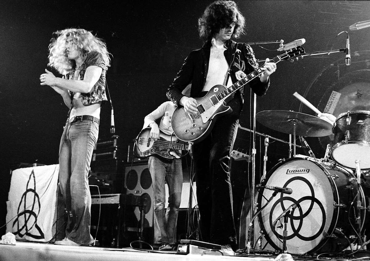 LOS ANGELES - JUNE 03: Rock band 'Led Zeppelin' performs onstage at the Forum on June 3, 1973 in Los Angeles, California. (L-R) Robert Plant, John Paul Jones, Jimmy Page, John Bonham. (Photo by Michael Ochs Archives/Getty Images)