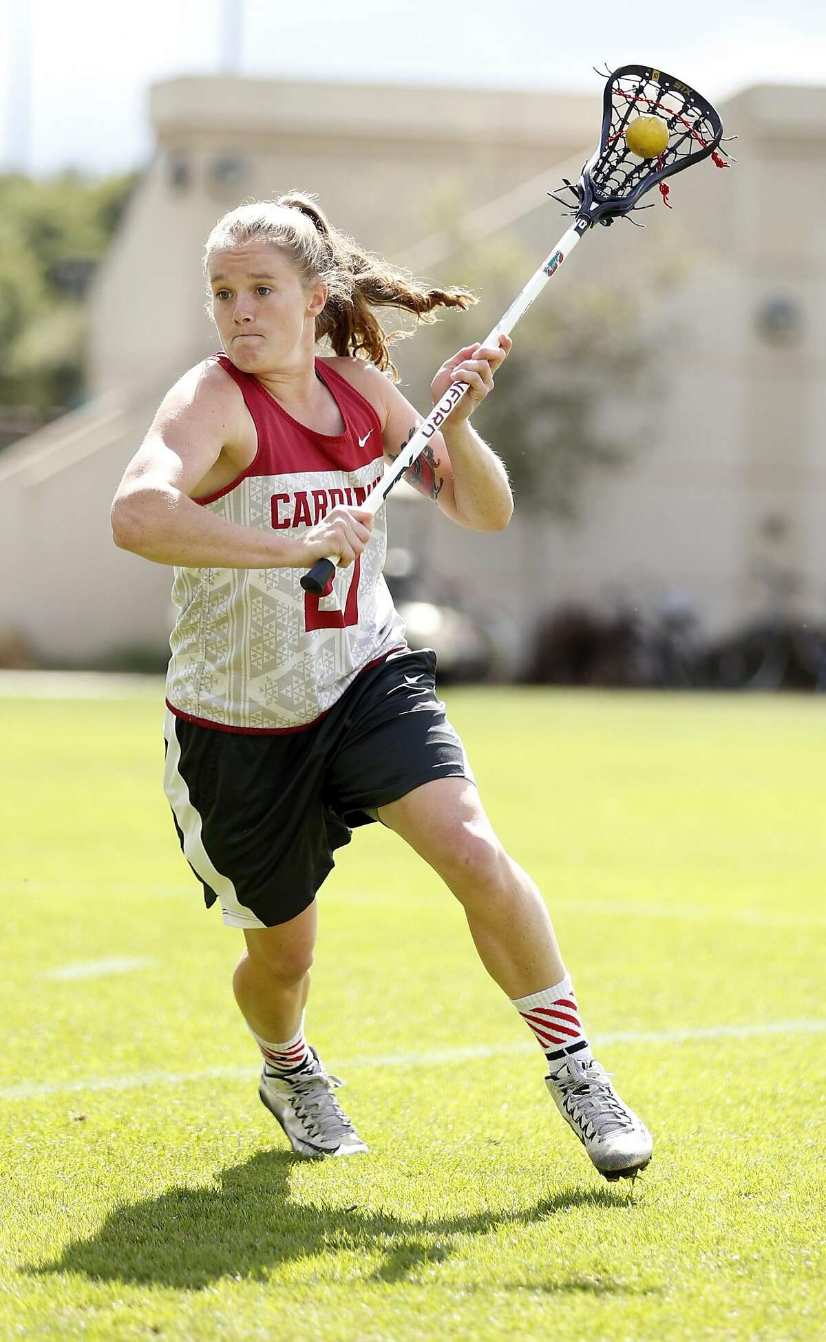 Stanford Lacrosse's Anna Salemo during practice in Stanford, Calif., on Thursday, May 5, 2016.