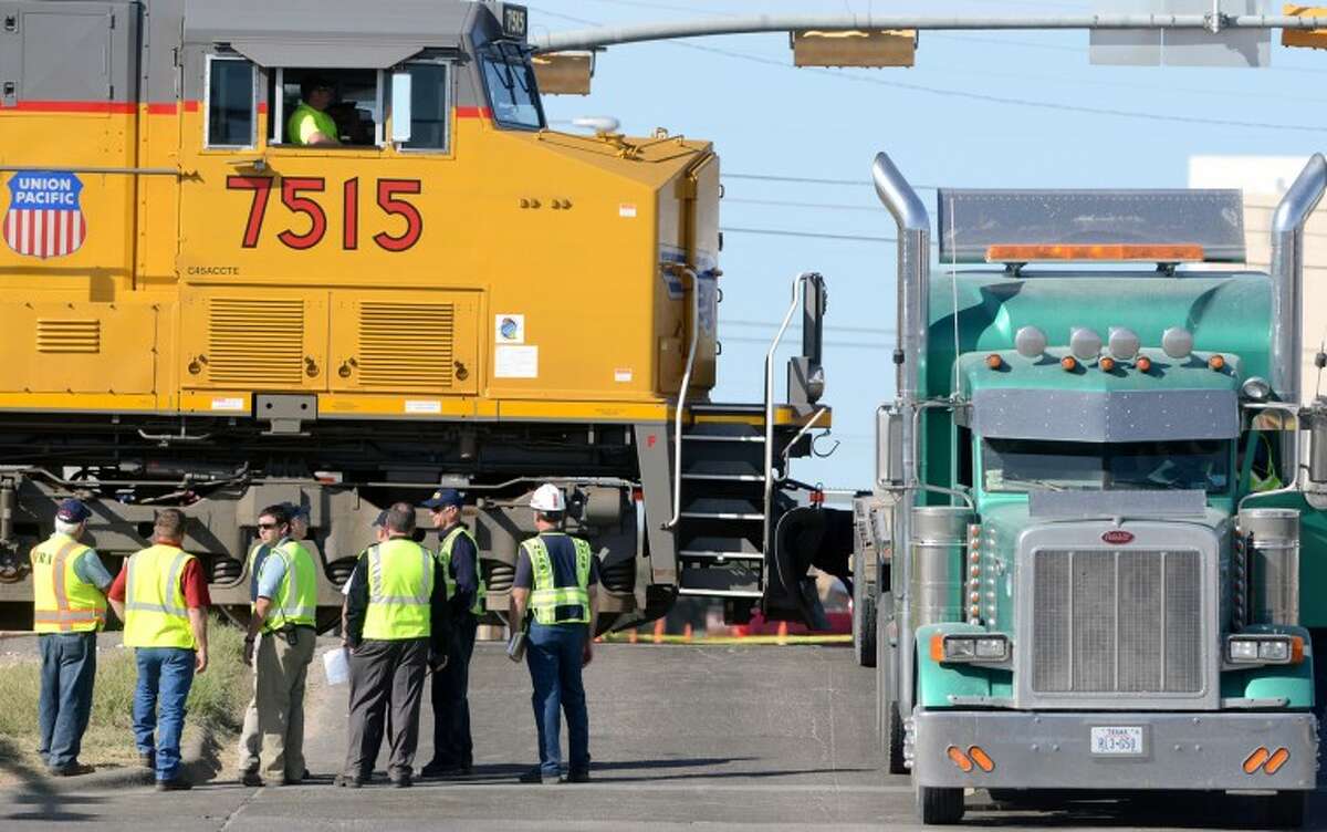 The NTSB conducted a Sight Distance Test Tuesday to gather information for the investigation into the train accident that killed four veterans during a parade last Thursday in Midland. The Sight Distance Test recreated the events of the crash using a Union Pacific train and a similar truck and trailer as the one from the accident. James Durbin/Reporter-Telegram