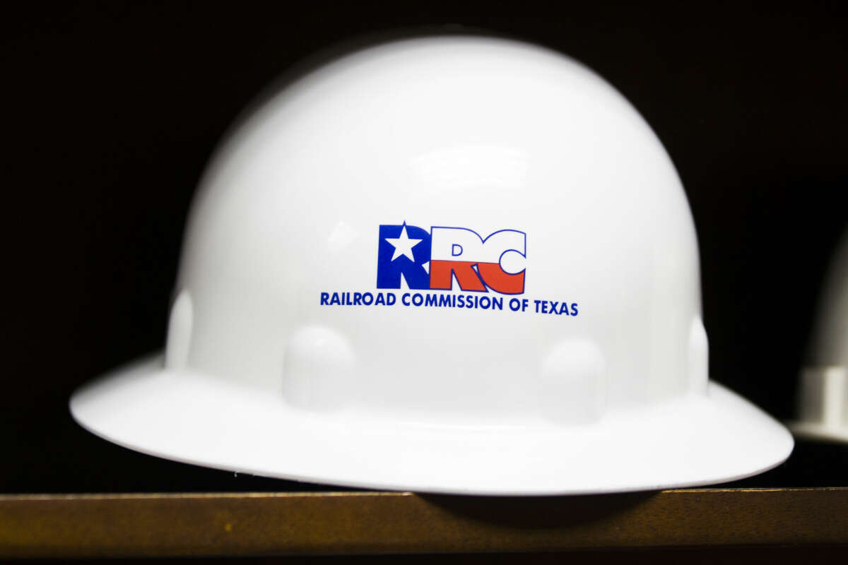 The Texas Railroad Commission's logo at its headquarters in Austin, Texas on Wednesday, November 26, 2014. (Christina Burke/ for Houston Chronicle) Photo Assignment: 528388 with Slug: "RAILROAD"