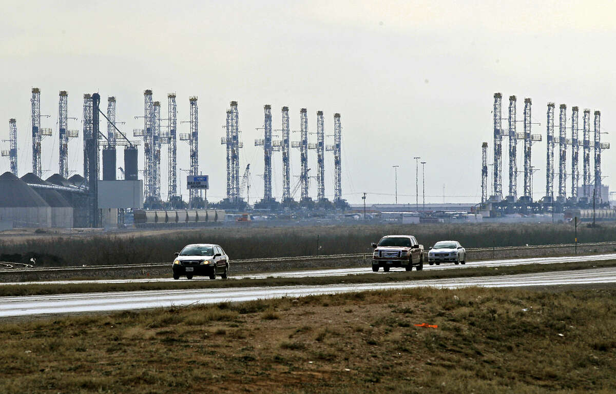 Rigs stacked along Business 20 west of FM 1788 photographed Tuesday, Feb. 24, 2015. James Durbin/Reporter-Telegram