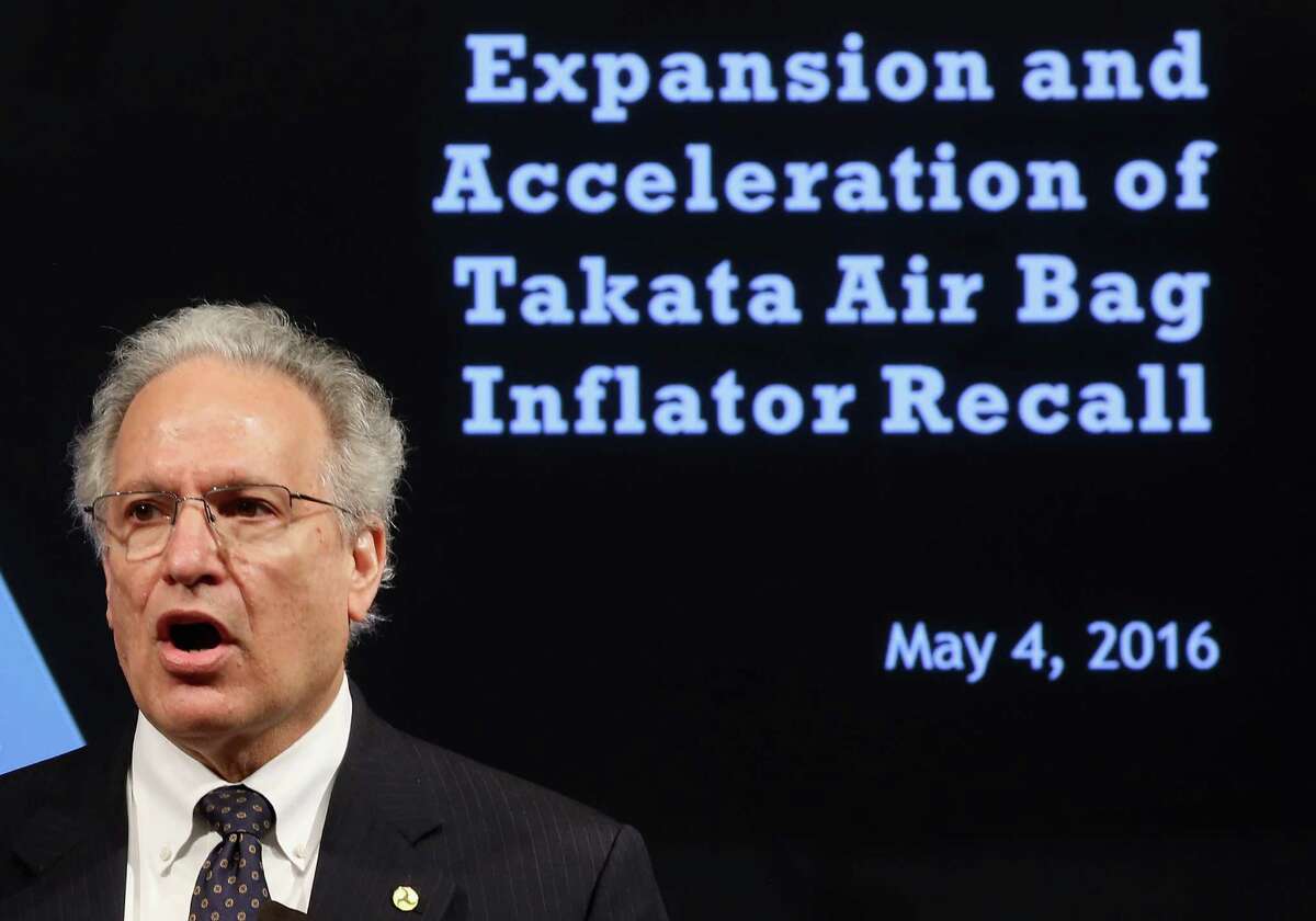 Mark Rosekind, Administrator of the National Highway Traffic Safety Administration, speaks during a news conference on Takata airbags at the Department of Transportation, May 4, 2016 in Washington, DC. Rosekind announced that Takata will expand its recall to at least another 35 million rupture-prone air-bag inflators that U.S. regulators have deemed a safety risk.