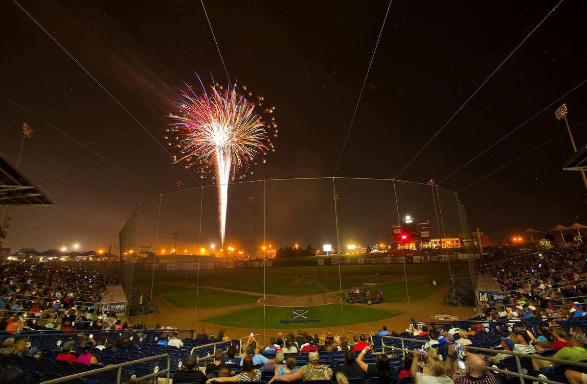 Fireworks over Citibank Ballpark after the RockHounds game against Northwest Arkansas Wednesday. James Durbin/Reporter-Telegram