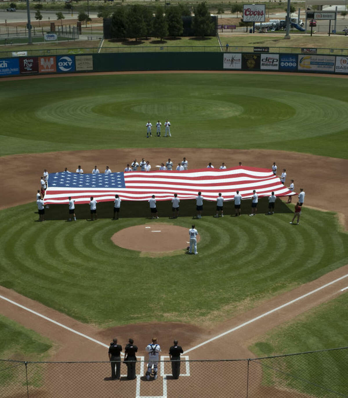 The Midland RockHounds honor military members, serving and retired, Monday during the Memorial Day game at Security Bank Ballpark. Tim Fischer\Reporter-Telegram