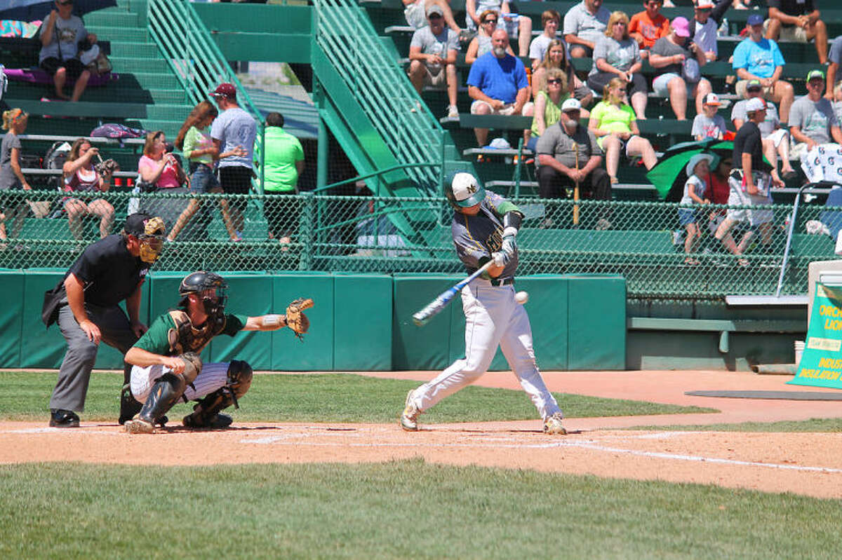 MC's Chris Shaw hits the first of two home runs on Tuesday at JUCO World Series in Grand Junction, Colo.Photo by Buddy Brown/Special to the MRT